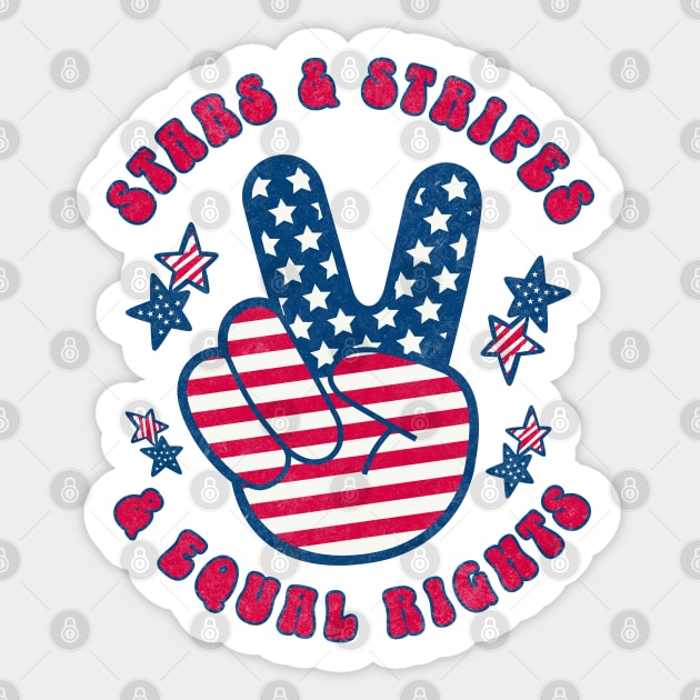 Stars & Stripes and Equal Rights USA Flag Sticker by PUFFYP